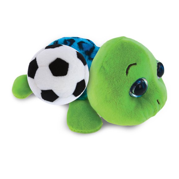 DolliBu Big-Eye Blue Shell Sea Turtle Stuffed Animal with Soccer Ball Plush - Soft Huggable Turtle, Adorable Playtime Plush Toy, Wildlife Gift, Soft Plush Doll Animal Toy for Kids and Adults - 6 Inch