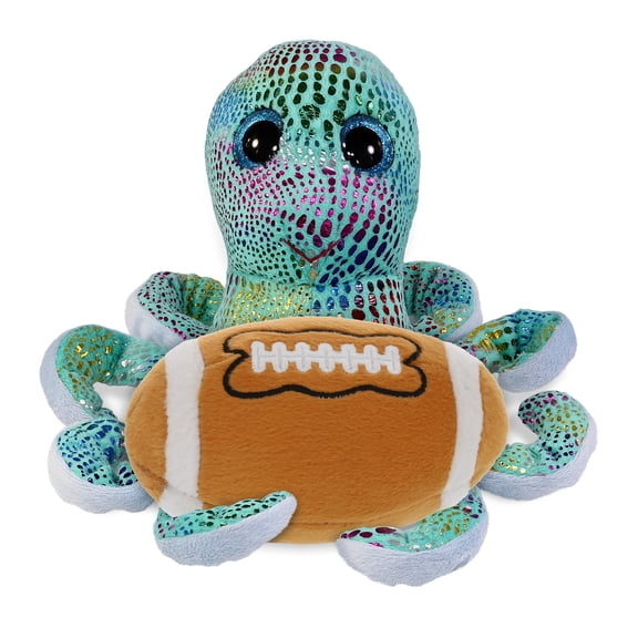 DolliBu Big Eye Iridescent Rainbow Octopus Stuffed Animal with Football Plush  Soft Huggable Octopus, Fun Playtime Plush Toy, Cute Ocean Life Gift Doll Animal Toy for Kids and Adults  9 Inches