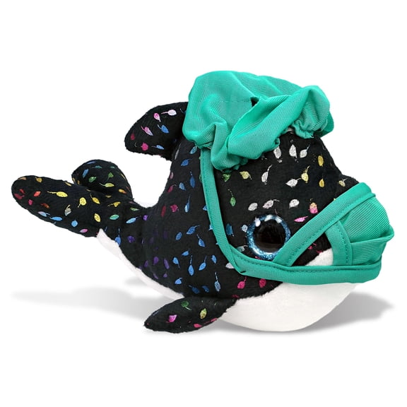 DolliBu Big Eye Orca Whale Doctor Plush Toy - Super Soft Stuffed Animal Dress Up with Scrub Face Mask and Cap Outfit - Fluffy Toy Plush Gift for Doctor, Nurse, Surgeon - 8.5 Inches