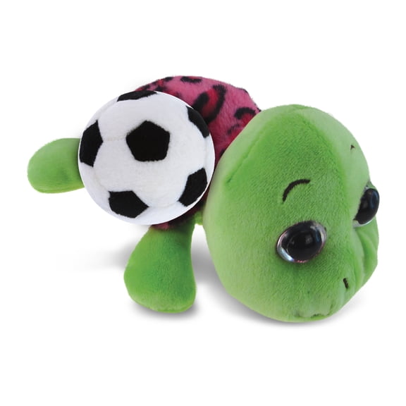 DolliBu Big-Eye Pink Shell Sea Turtle Stuffed Animal with Soccer Ball Plush - Soft Huggable Turtle, Playtime Plush Toy, Wildlife Gift, Super Soft Plush Doll Animal Toy for Kids and Adults - 6 Inch
