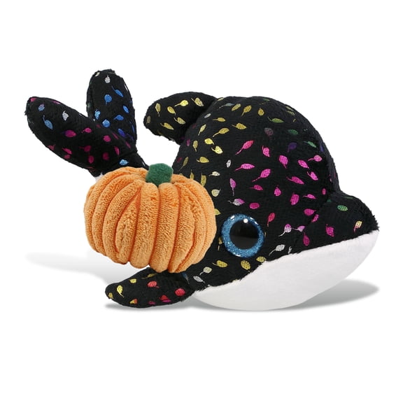 DolliBu Big Eye Plush Orca Whale Stuffed Animal with Pumpkin Plush Decor - Whale Plush Animal for Fall, Halloween and Thanksgiving, Pumpkin Toy for Baby, Kids, Adults - 8.5 Inches