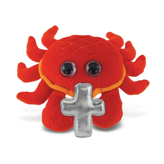 DolliBu Big Eye Red Crab Stuffed Animal with Silver Cross Plush - Religious Baby Baptism Gifts for Boys and Girls, Cute Baby Dedication Christening Gifts Plush Prayer Toy Healing Teddy Bear - 6 Inches