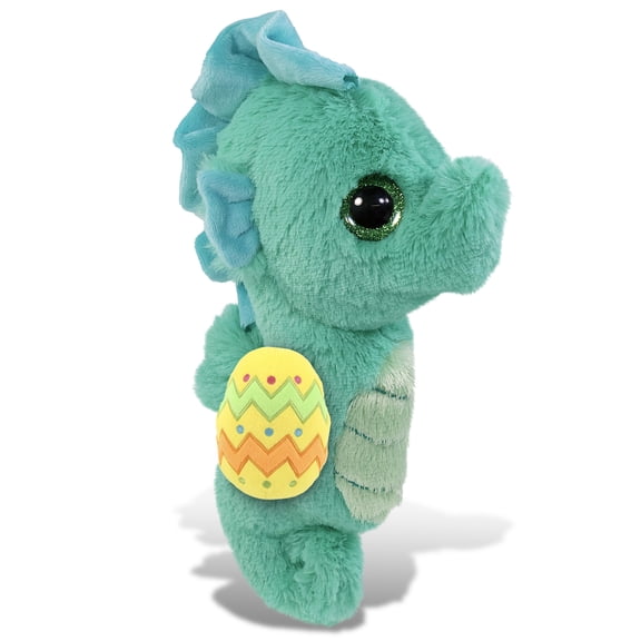 DolliBu Big Eye Seahorse with Yellow Easter Egg Plush - Perfect Seahorse Stuffed Animals for Easter Basket, Cute Easter Egg Stuffed Animal Spring Toys for Girls, Boys, and Babies - 10 Inches