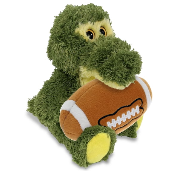 DolliBu Big Eye Sitting Alligator Stuffed Animal with Football Plush – Soft Huggable Alligator, Adorable Playtime Plush Toy, Cute Wildlife Gift Doll Animal Toy for Kids and Adults - 6.5 Inches