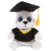 DolliBu Big Eye Wolf Graduation Plush Toy - Soft Graduation Stuffed Animal Dress Up with Gown & Cap with Tassel Outfit - Cute Congratulatory Graduation Gift - 6 Inches