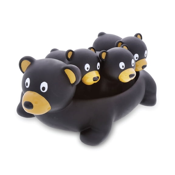 DolliBu Black Bear Animal Bath Toys - Family Animal Water Squirter For Kids, 4-Piece Kid and Baby Bathtub Toys, Fun Bath Time Children, Floating Bath Tub Decor, Rubber Animal Bath Toys, Squirt Toys