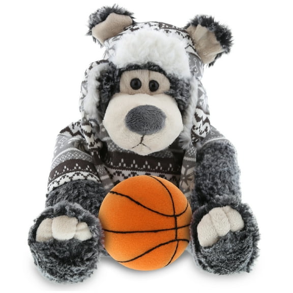 DolliBu Black Bear with Clothes Stuffed Animal with Basketball Plush Soft Huggable Bear, Adorable Playtime Plush Toy, Cute Wild Life Gift Plush Doll Animal Toy for Kids and Adults 12.5 Inches