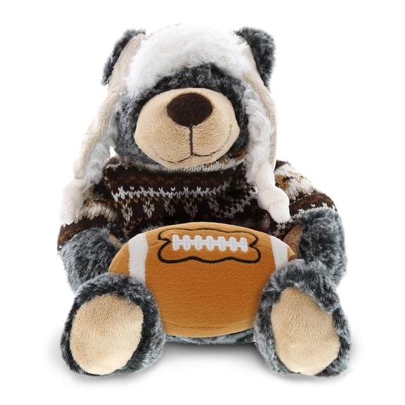 DolliBu Black Bear with Clothes Stuffed Animal with Football Plush  Soft Huggable Bear, Adorable Playtime Plush Toy, Cute Wildlife Gift Doll Animal Toy for Kids and Adults  10 Inches