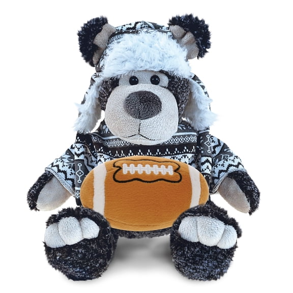DolliBu Black Bear with Clothes Stuffed Animal with Football Plush Soft Huggable Moose, Adorable Playtime Plush Toy, Cute Wild Life Gift Plush Doll Animal Toy for Kids and Adults 12.5 Inches