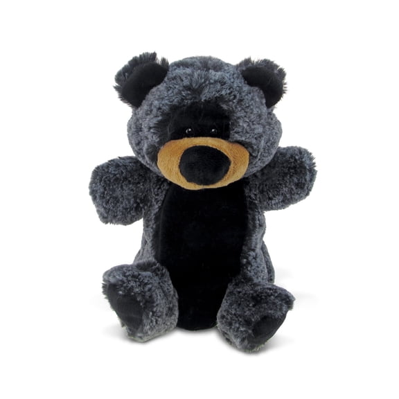 DolliBu Black Bear Stuffed Animal Hand Puppet - Super Soft Wildlife Animal Plush Toys for Kids and Adults, Cute Black Stuffed Bear Hand Toy Plush for Puppet Shows, Storytelling, or Educational Play