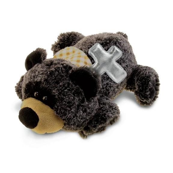 DolliBu Black Bear Stuffed Animal with Silver Cross Plush - Religious Baby Baptism Gifts for Boys and Girls, Dedication Christening Gifts Plush Prayer Toy Healing Teddy Bear - 9 Inches