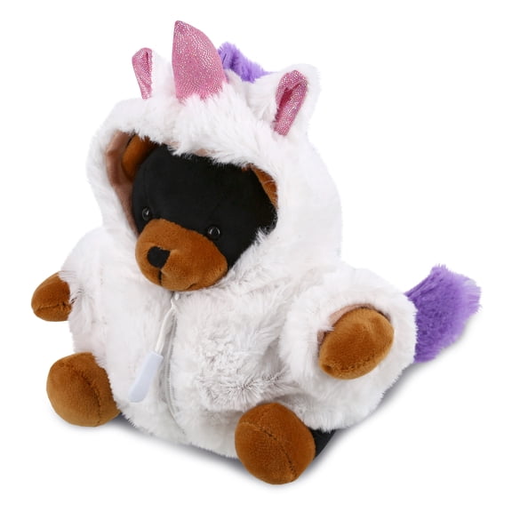 DolliBu Black Bear Unicorn Plush Stuffed Animal Toy - Super Soft Bearcorn Dress Up with Removable Plush Unicorn Outfit, Cute Fantasy Wildlife Gift - 6.5 Inches