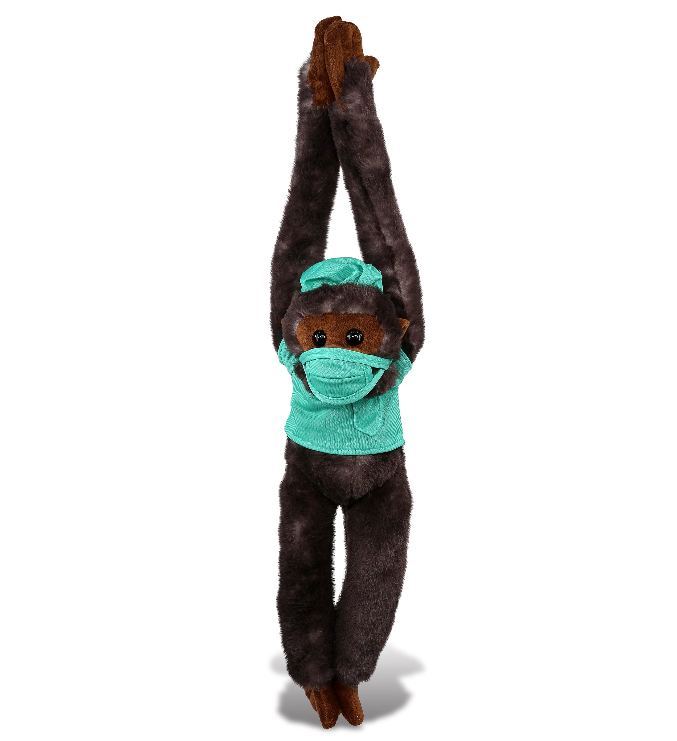 DolliBu Black Capuchin Monkey Doctor Plush Toy - Super Soft Monkey Doctor Stuffed Animal Dress Up with Cute Scrub Uniform and Cap Outfit - Fluffy Doctor Toy Plush Gift - 21 Inch