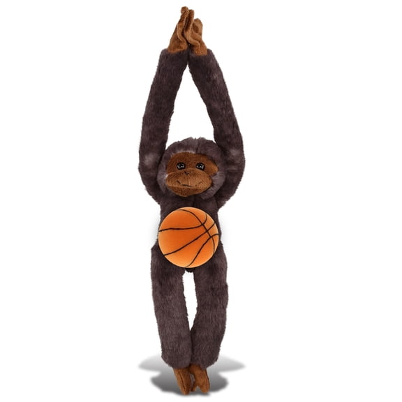 DolliBu Black Capuchin Monkey Stuffed Animal with Basketball Plush Soft Huggable Monkey, Adorable Playtime Plush Toy, Cute Wild Life Gift Plush Doll Animal Toy for Kids and Adults 21 Inches