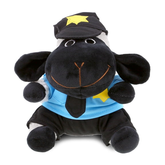 DolliBu Black Nose Sheep Police Officer Plush Toy - Super Soft Sheep Cop Stuffed Animal Dress Up with Cute Cop Uniform and Cap Outfit - Fluffy Policeman Toy Plush Gift - 6 Inches