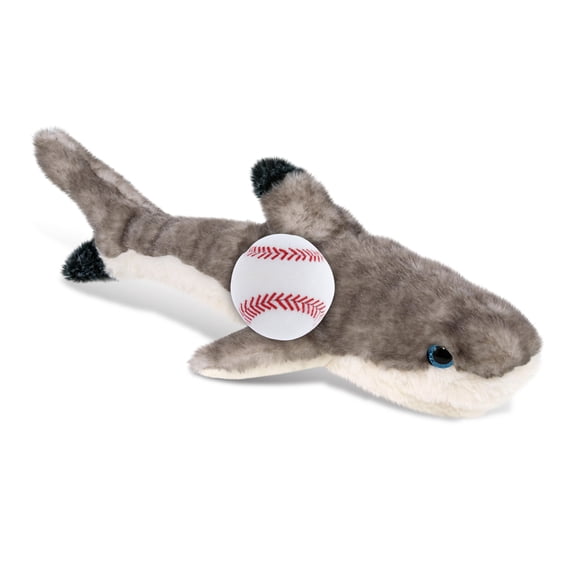 DolliBu Blacktip Reef Shark Stuffed Animal with Baseball Plush - Soft and Huggable Reef Shark Gift, Cute Ocean Animal with Plush Baseball Toy for Kids, Adults - 16.5 Inches