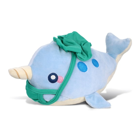 DolliBu Blue Narwhal Doctor Baby Soft Plush Toy - Baby Soft Narwhal Doctor Stuffed Animal Dress Up with Scrub Cap and Face Mask Outfit - Fluffy Doctor Toy Plush Gift - 11.75 Inch