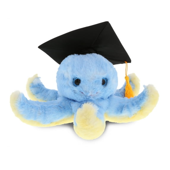 DolliBu Blue Octopus Graduation Plush Toy - Super Soft Graduation Stuffed Animal Dress Up with Gown & Cap with Tassel Outfit - Cute Congratulatory Graduation Gift - 9.5 Inches