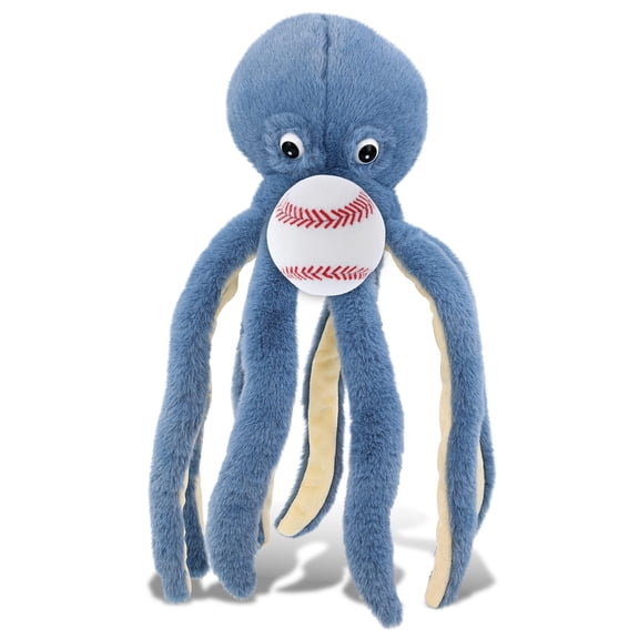 DolliBu Blue Octopus Stuffed Animal with Baseball Plush - Soft and Huggable Octopus Gift, Cute Ocean Animal Plush with Plush Baseball Toy for Kids, Adults - 15 Inches