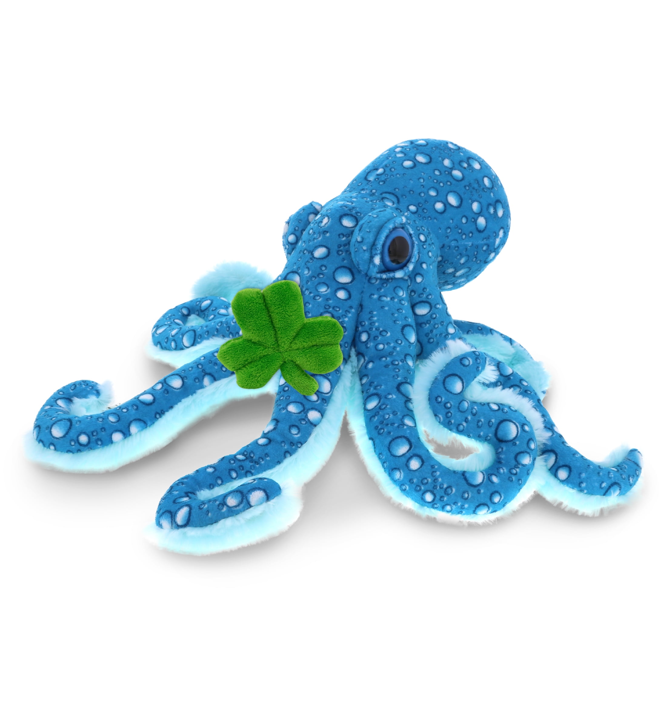 DolliBu Blue Octopus Stuffed Animal with Green Plush Shamrock - Cute ...