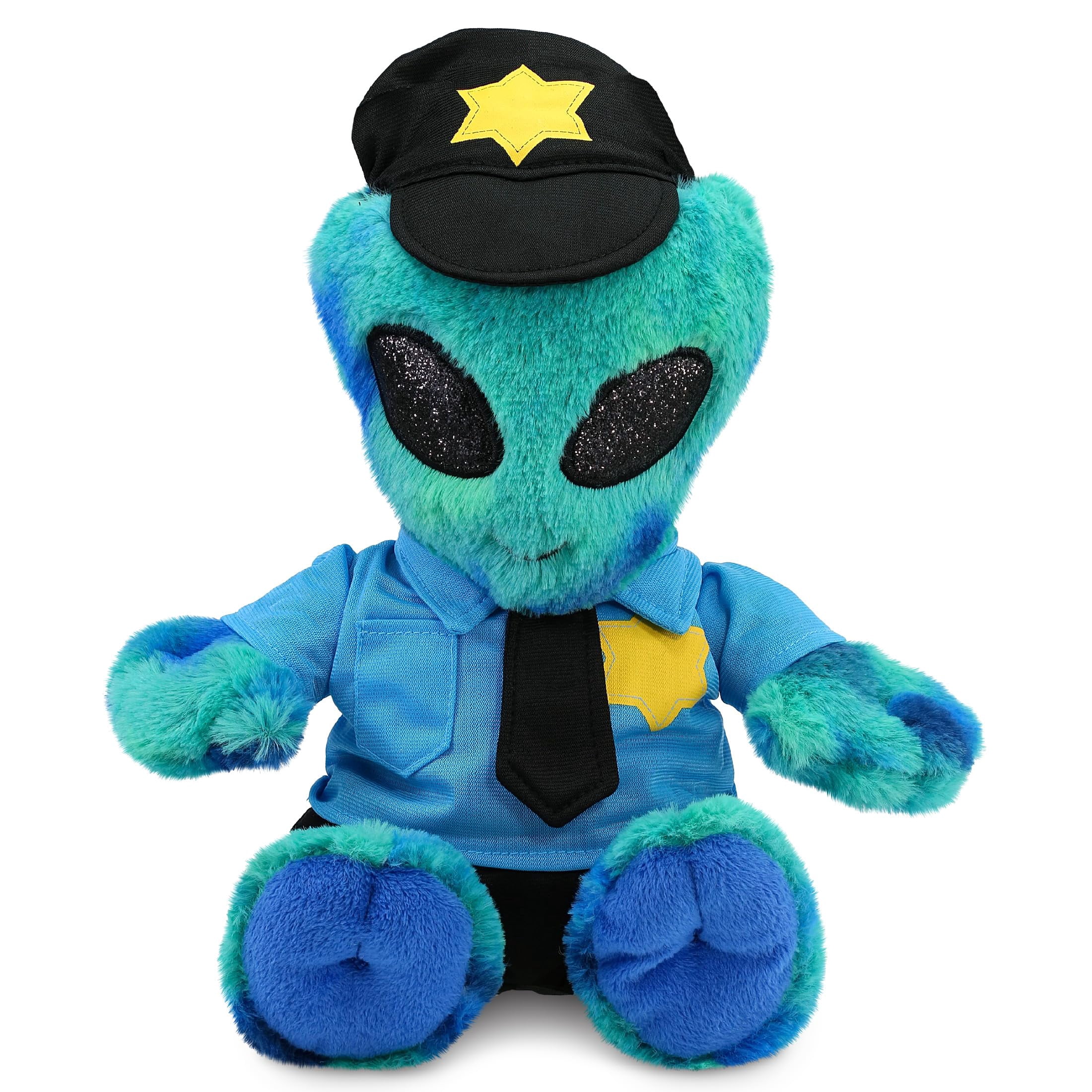 DolliBu Blue Tie-Dye Alien Police Officer Plush Toy – Super Soft Cop ...