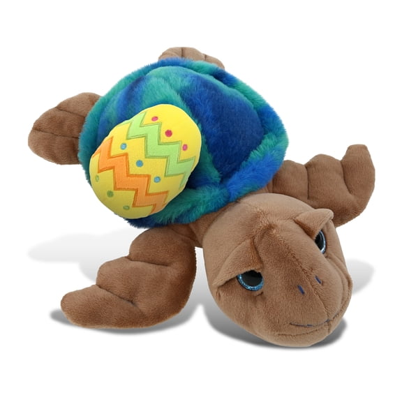 DolliBu Blue Tie-Dye Brown Sea Turtle with Yellow Easter Egg Plush - Perfect Turtle Stuffed Animals for Easter Basket, Cute Easter Egg Stuffed Animal Spring Toys for Girls, Boys, and Babies - 10 Inch