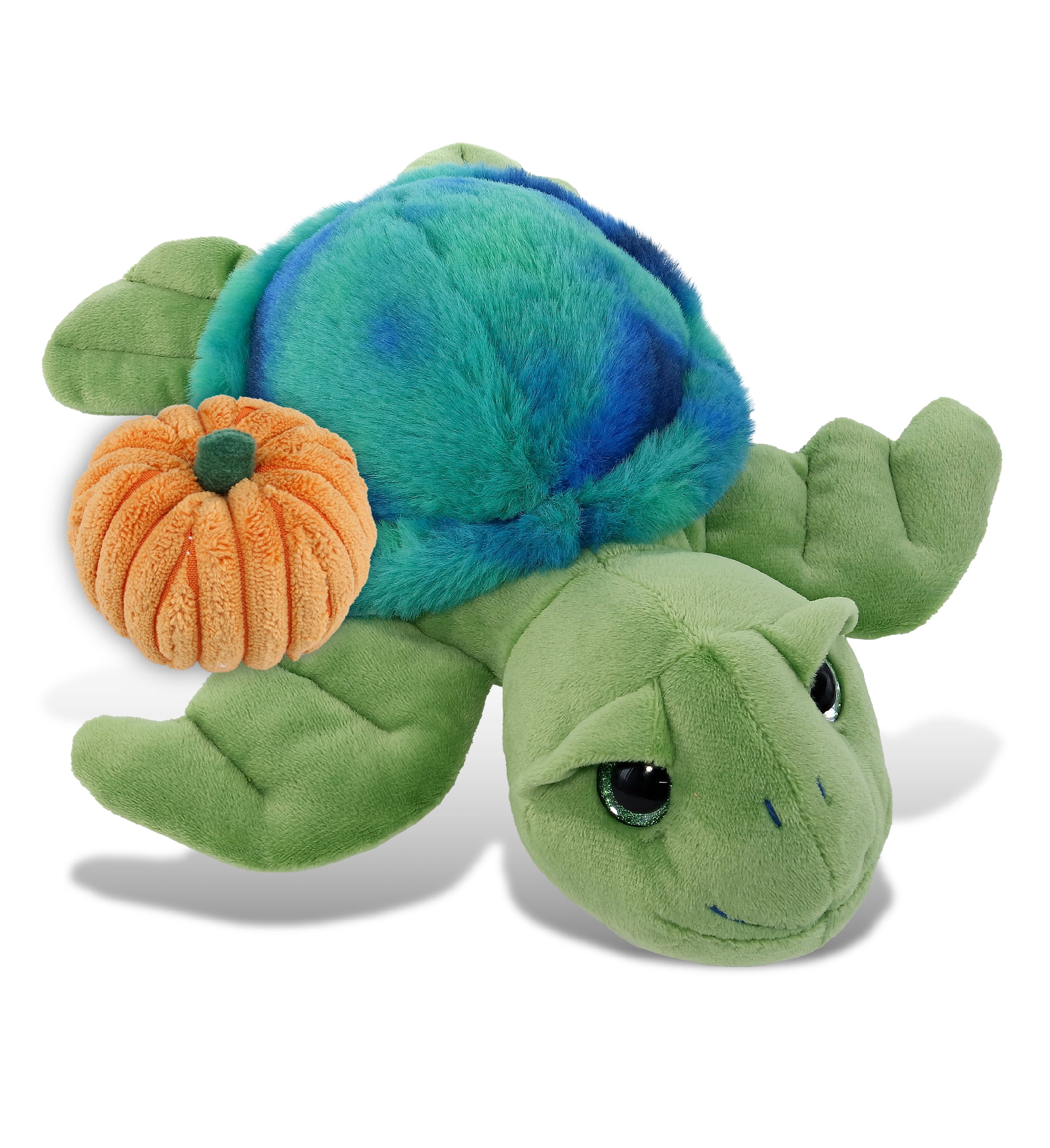 10 Inch Turtle DolliBu Blue Tie-Dye Green Sea Turtle Stuffed Animal with Pumpkin Decor ...