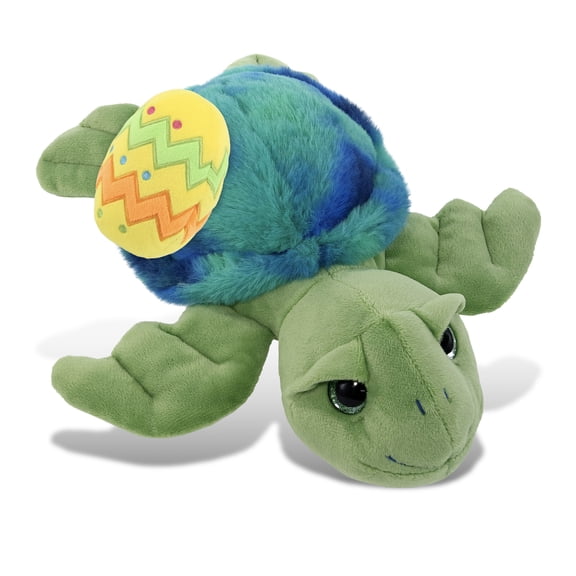 DolliBu Blue Tie-Dye Green Sea Turtle with Yellow Easter Egg Plush - Perfect Turtle Stuffed Animals for Easter Basket, Cute Easter Egg Stuffed Animal Spring Toys for Girls, Boys, and Babies - 10 Inch