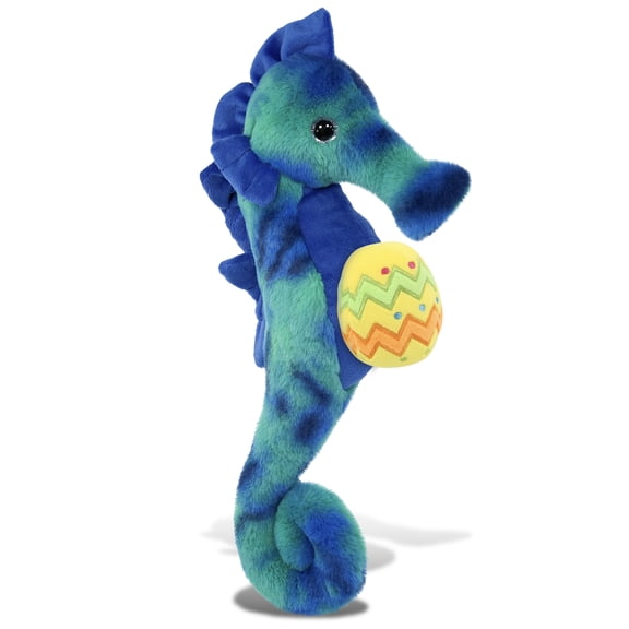 DolliBu Blue Tie-Dye Seahorse with Yellow Easter Egg Plush - Perfect Seahorse Stuffed Animals for Easter Basket, Cute Easter Egg Stuffed Animal Spring Toys for Girls, Boys, and Babies - 15 Inches
