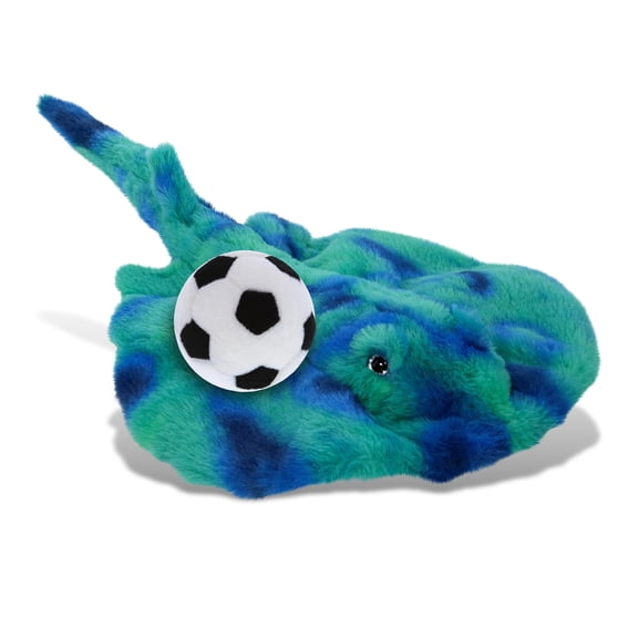 DolliBu Blue Tie-Dye Stingray Stuffed Animal with Soccer Ball Plush - Soft Huggable Stingray Playtime Plush Toy, Cute Ocean Life Gift, Super Soft Plush Doll Animal Toy for Kids, Adults - 20 Inches