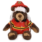 DolliBu Brown Bear Firefighter Stuffed Animal - Super Soft Fireman Toy with Red Fireman Costume Outfit and Fireman Hat, Cute Wild Life Stuffed Animal Fire Fighter Doll Plush Toy for Kids - 12.5 Inch