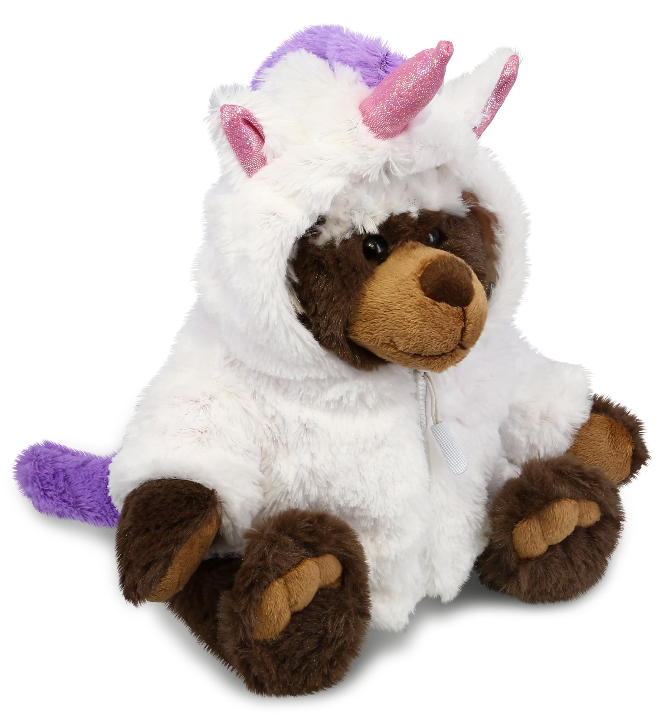 DolliBu Brown Bear Unicorn Plush Stuffed Animal Toy - Super Soft Bearcorn Dress Up with Removable Plush Unicorn Outfit, Cute Fantasy Pet Life Gift - 11 Inches