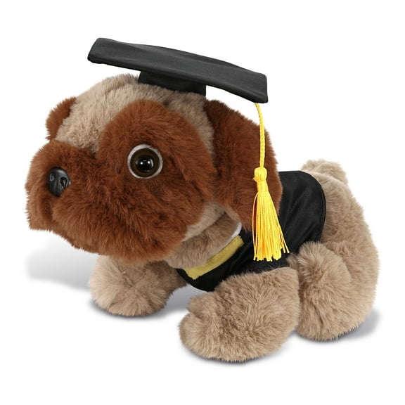 DolliBu Brown Pug Dog Graduation Plush Toy - Soft Huggable Graduation Stuffed Animal Dress Up with Gown and Cap with Tassel Outfit - Cute Congratulatory Graduation Gift - 8 Inches