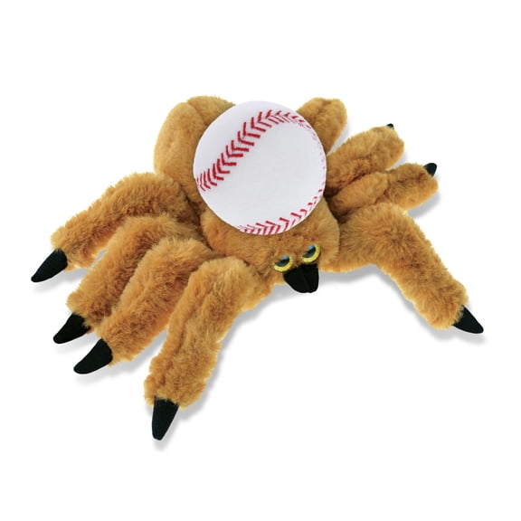 DolliBu Brown Spider Stuffed Animal with Baseball Plush - Soft and Huggable Spider Gift, Cute Wild Animal with Plush Baseball Toy for Kids, Adults - 8 Inches