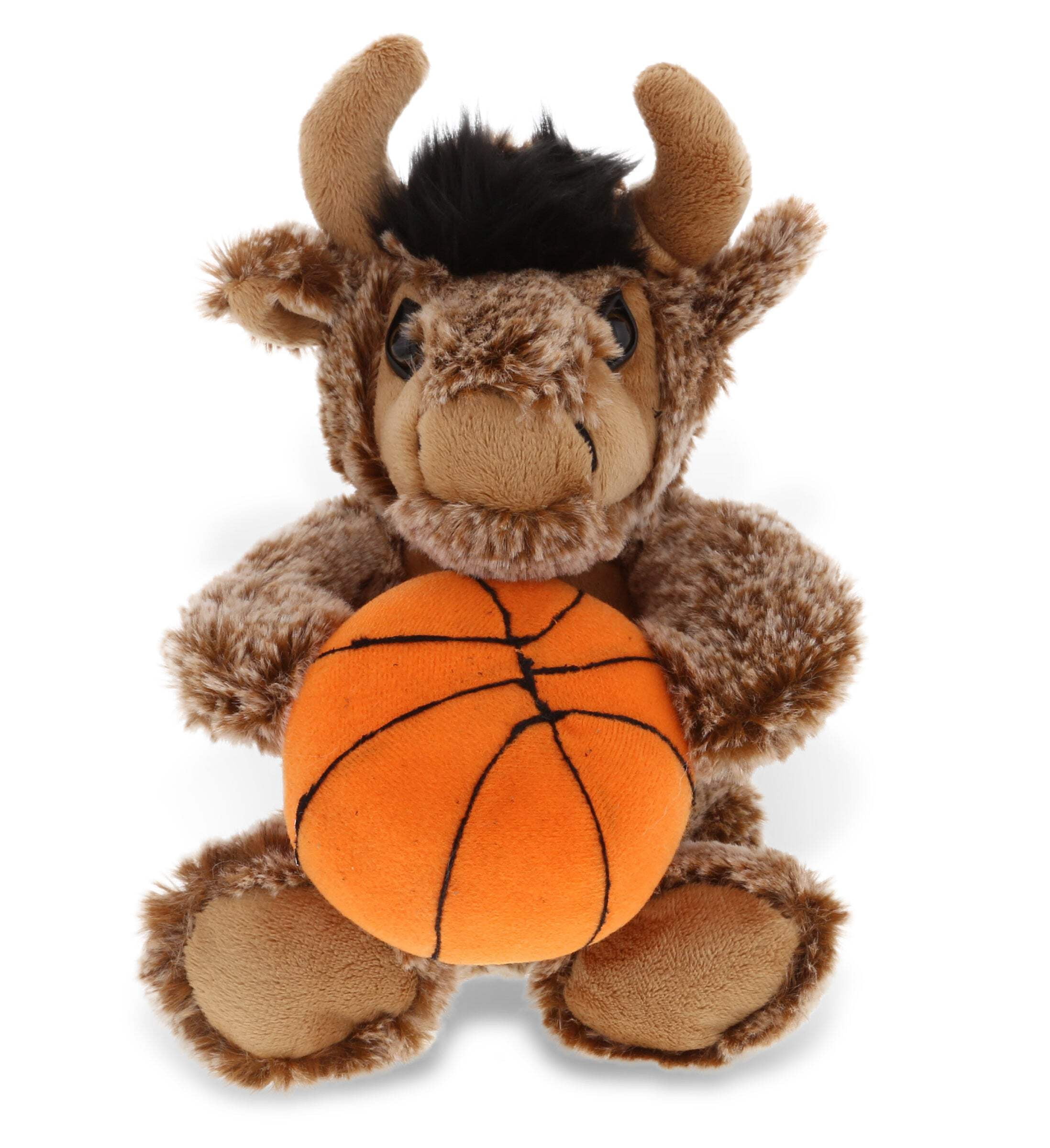 DolliBu Buffalo Stuffed Animal with Basketball Plush – Soft Huggable Buffalo, Adorable Playtime Bison Plush Toy, Cute Wildlife Gift, Basketball Plush Doll Animal Toy for Kids and Adults – 8 Inch
