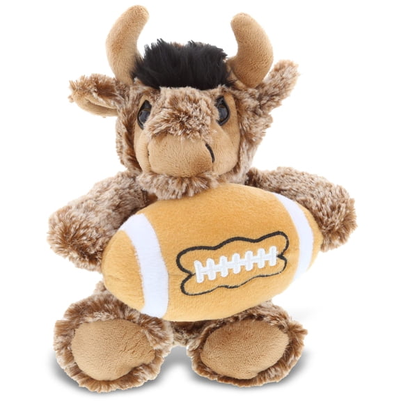 DolliBu Buffalo Stuffed Animal with Football Plush Soft Huggable Buffalo, Adorable Playtime Bison Plush Toy, Cute Wildlife Gift, Football Plush Doll Animal Toy for Kids and Adults 8 Inch