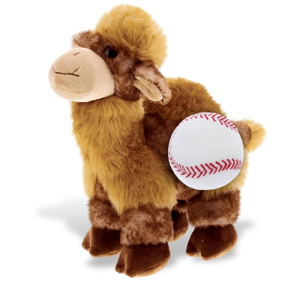 DolliBu Camel Stuffed Animal with Baseball Plush - Soft, and Huggable Camel Gift, Cute Safari Animal with Plush Baseball Toy for Kids, Adults - 10 Inches