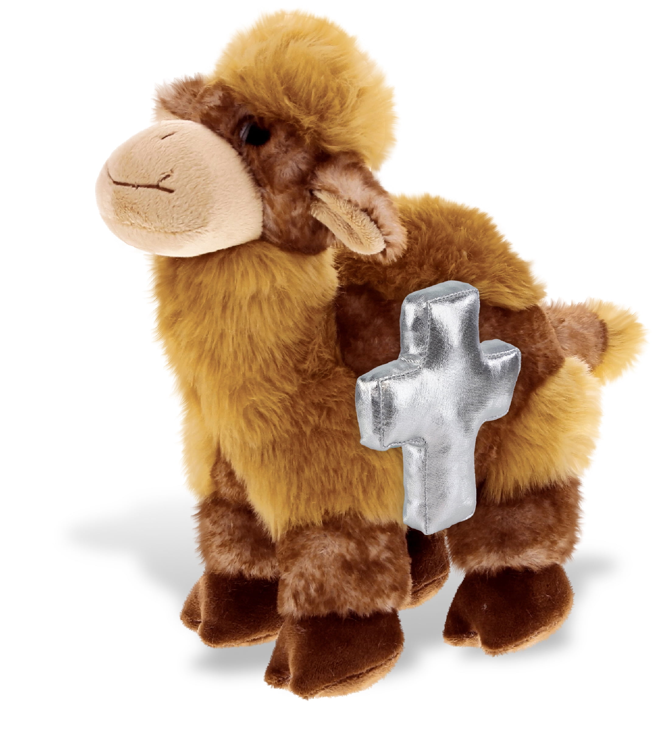 DolliBu Camel Stuffed Animal with Silver Cross Plush – Religious Baptism Gifts for Boys and Girls, Dedication Christening Gifts Plush Prayer Toy Healing Stuffed Animal - 10 Inches