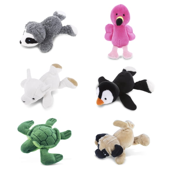 DolliBu Cool Animals Plush Magnets Kit - Fluffy Zoo Animals Stuffed Plush Magnets, Cute Zoo Animal Collection Magnets for Kitchen Fridge, Locker, Home Dcor and Office Novelty Accessory - 6 Pc Set