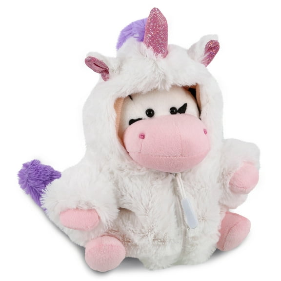 DolliBu Cow Unicorn Plush Stuffed Animal Toy - Super Soft Cowcorn Dress Up with Removable Plush Unicorn Outfit, Cute Fantasy Wildlife Gift - 6 Inches