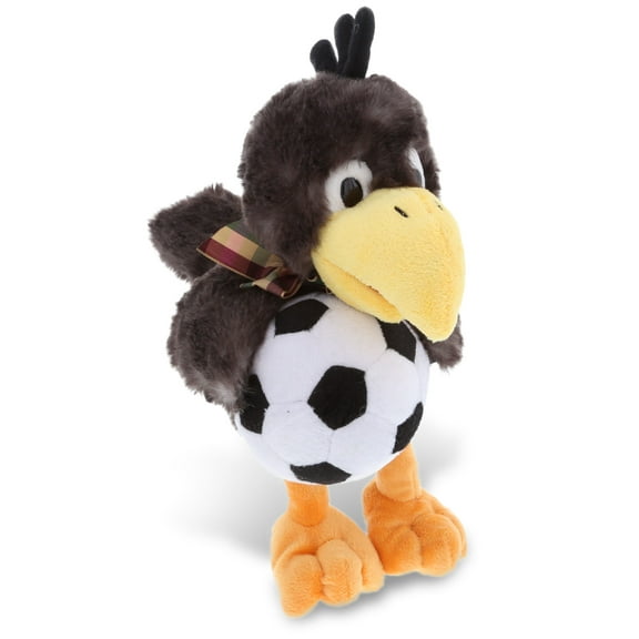 DolliBu Crow Stuffed Animal with Soccer Ball Plush - Soft Plush Huggable Crow, Adorable Playtime Crow Plush Toy, Cute Farm Life Gift, Soccer Plush Animal Toy for Kids and Adults - 9.5 Inches