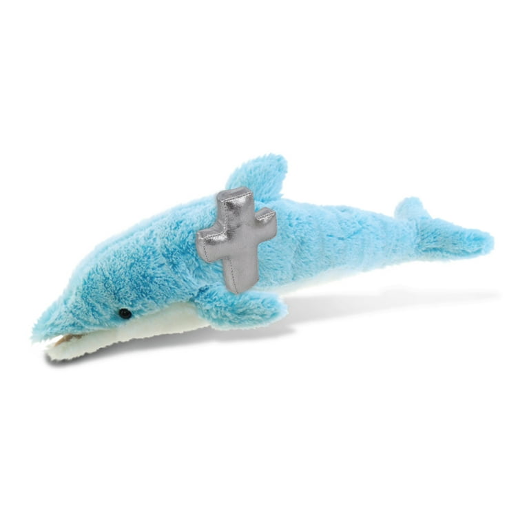 DolliBu Dolphin Small Stuffed Animal with Silver Cross Plush