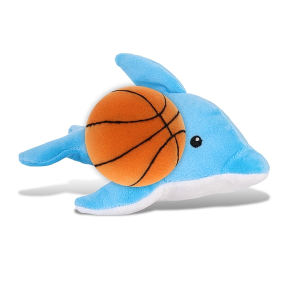 DolliBu Dolphin Stuffed Animal with Basketball Plush - Soft Huggable Dolphin, Adorable Playtime Plush Toy, Cute ocean Life Gift, Personalized Plush Doll Animal Toy for Kids and Adults - 6 Inches