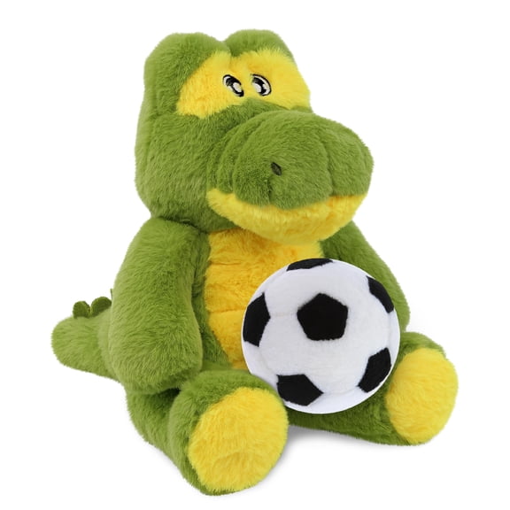 DolliBu Eco-Friendly Alligator Stuffed Animal with Soccer Ball Plush - Huggable Alligator Adorable Playtime Plush Toy, Cute Wildlife Gift, Super Soft Plush Doll Animal Toy for Kids, Adults - 9 Inches