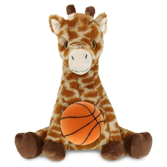 DolliBu Eco-Friendly Giraffe Stuffed Animal with Basketball Plush Huggable Giraffe, Adorable Playtime Plush Toy, Cute Safari Life Gift Doll Animal Toy for Kids and Adults 10 Inches