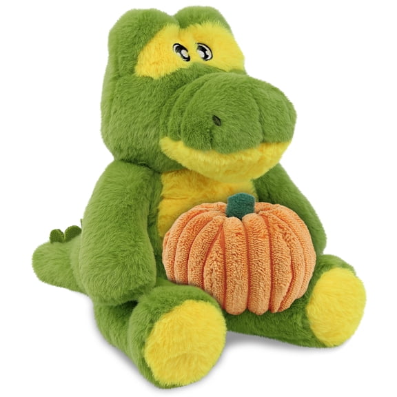 DolliBu Eco Friendly Super Soft Alligator Stuffed Animal with Pumpkin Decor - Pumpkin Plush Animal for Fall, Halloween and Thanksgiving, Pumpkin Toy for Baby, Kids, Adults - 9 Inches