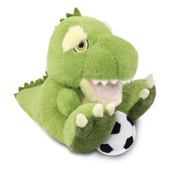 DolliBu Eco-Friendly T-Rex Dinosaur Stuffed Animal with Soccer Ball Plush - Huggable Dino Adorable Playtime Plush Toy, Cute Wildlife Gift, Super Soft Plush Doll Animal Toy for Kids, Adults - 9 Inches