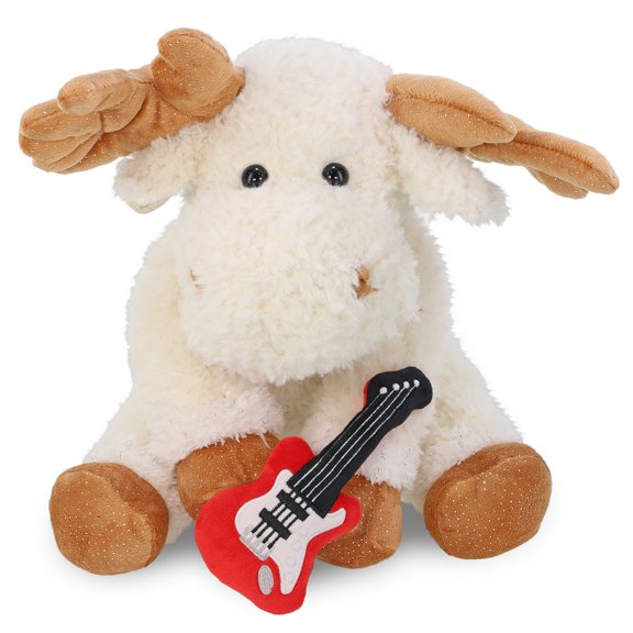DolliBu Fancy Floppy Moose Plush with Electric Guitar Plush Toy - 10.5 Inch