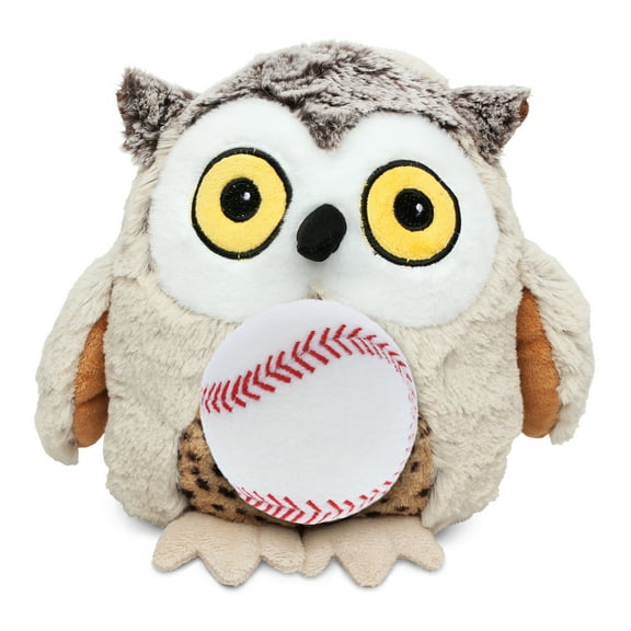 DolliBu Fat Brown Owl Stuffed Animal with Baseball Plush - Soft Plush Huggable Owl, Adorable Playtime Owl Plush Toy, Cute Wildlife Gift, Super Soft Plush Doll Animal for Kids and Adults - 10 Inches