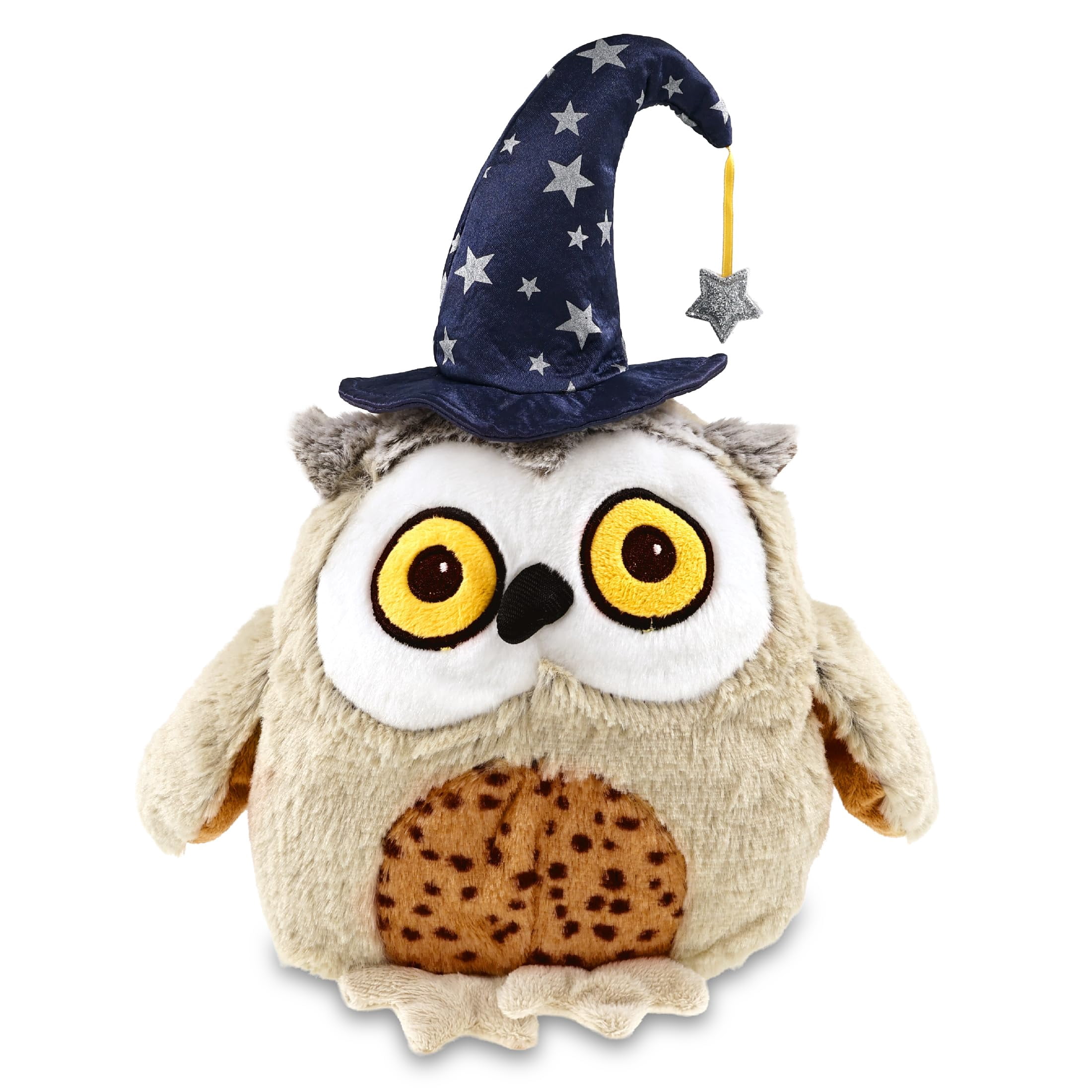 DolliBu Fat Brown Owl Stuffed Animal with Wizard Costume Hat - Cute ...